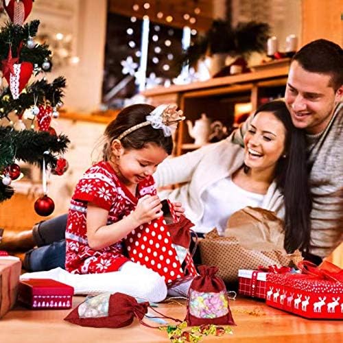 Gift Bags, 50 Count Red Sheer Party Bags, 5 x 7 Inch with Drawstring Closure
