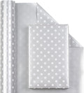 Reversible Wrapping Paper, 17 Inch X 33 Feet, Silver, Mini Roll