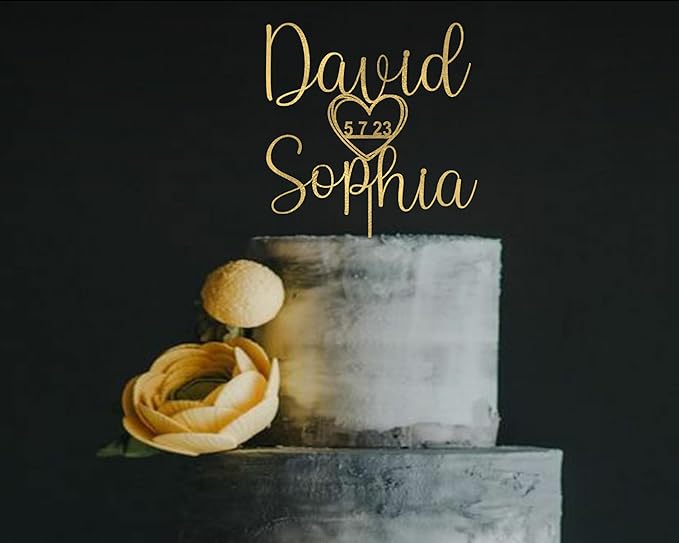 Personalized Wooden Wedding Cake Topper, 6 x 8 Inches