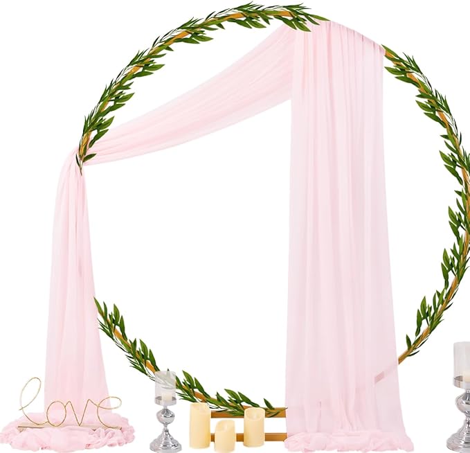 Outdoor Curtains Blush Pink Sheer Chiffon Arch Drapes 4 Panels 29 x 20 Ft