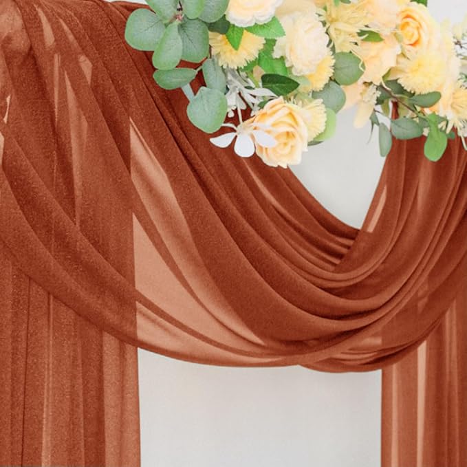 Outdoor Curtains: Terracotta Sheer Chiffon Arch Drape, 29 x 236 Inch