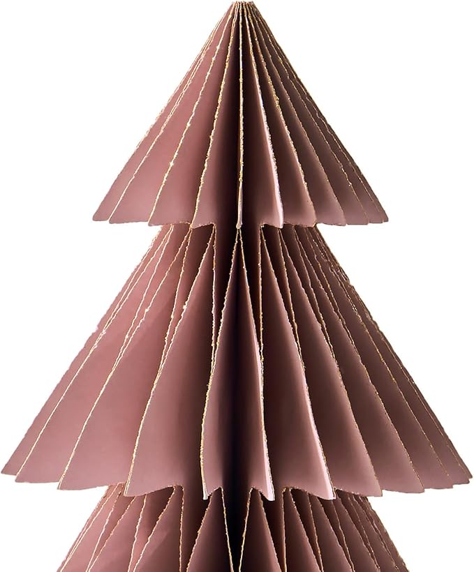 LampLust Pink Tree, 2 Pack Honeycomb Decorations, 6 & 8 Inch Paper Trees, Pink Decor, Winter Wonderland Decorations for Home Table Top Decor