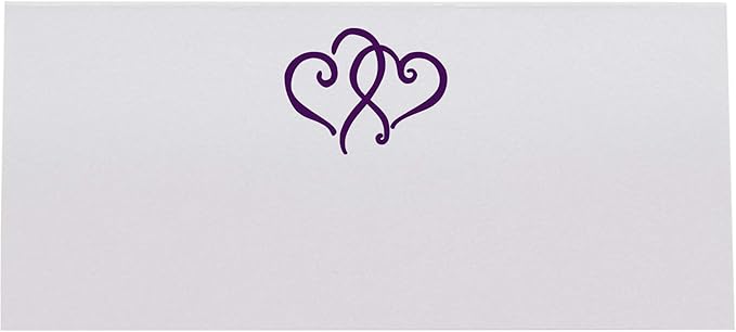 Linked Hearts Place Cards, Eggplant (Choose Color), Set of 25, Pre-cut and Scored - Wedding, Party, Dinner, and Special Events - Made in the USA