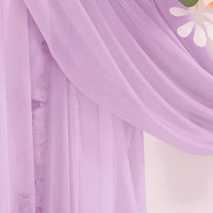 Lilac Purple Wedding Arch Draping Fabric 2 Panels 29" x 20 FT Wedding Drapes for Backdrop Sheer Curtains Drapes for Romantic Bridal Baby Shower Ceremony Birthday Party Fall Outdoor Events