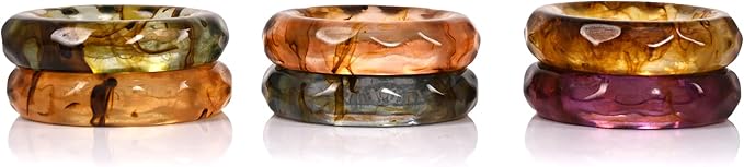 Napkin Rings Set of 12, Spring Multicolor Epoxy Resin Holders
