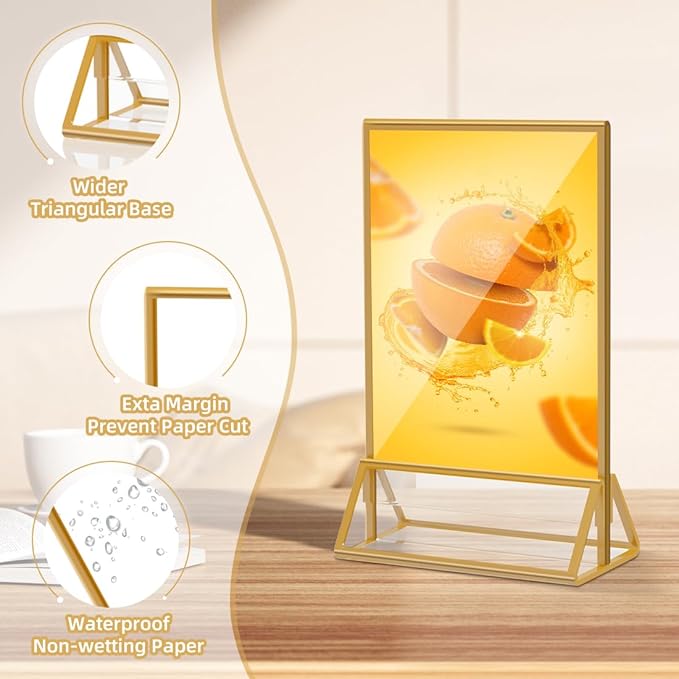Acrylic Sign Holder 4 x 6 Double Sided Acrylic Frames Display Stand Clear Table Flyer Holder，Plastic Paper Holder for Home Office Shop