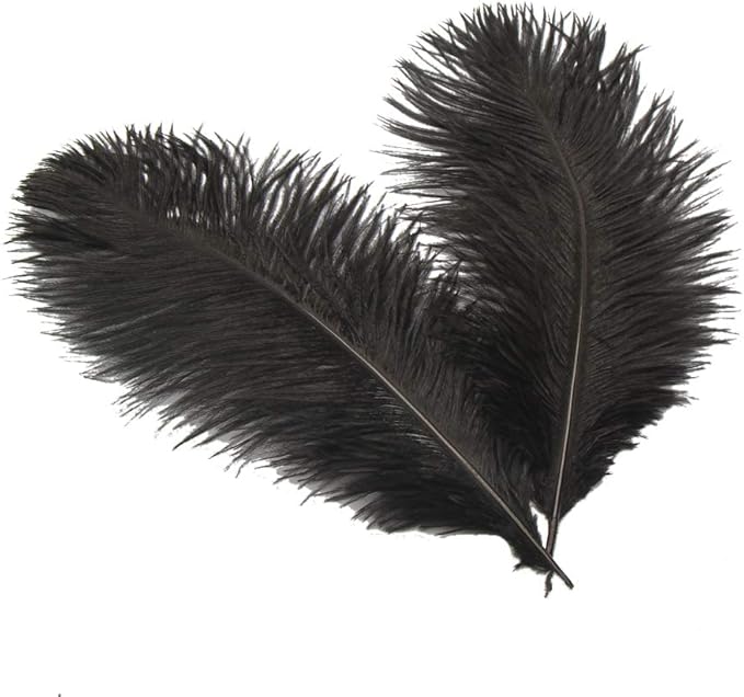 Sowder 14-16inch(35-40cm) Ostrich Feathers Plume for Wedding Centerpieces Home Decoration Pack of 10pcs(Black)