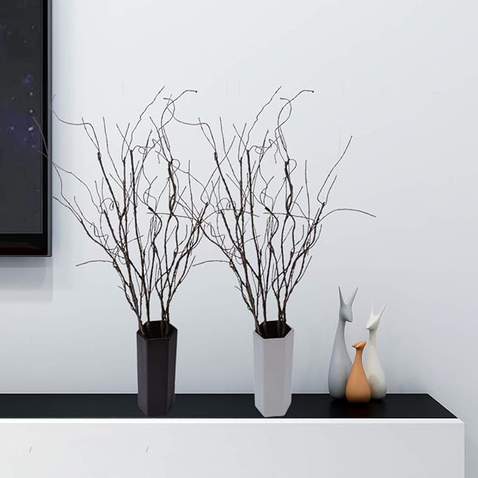 10PCS Lifelike Curly Willow Branches Decorative Dried Artificial Twigs, 30.7 Inches Fake Bendable Sticks Vintage Vines/Stems DIY Greenery Plants Craft Vases Home Garden Hotel Farmhouse Decor