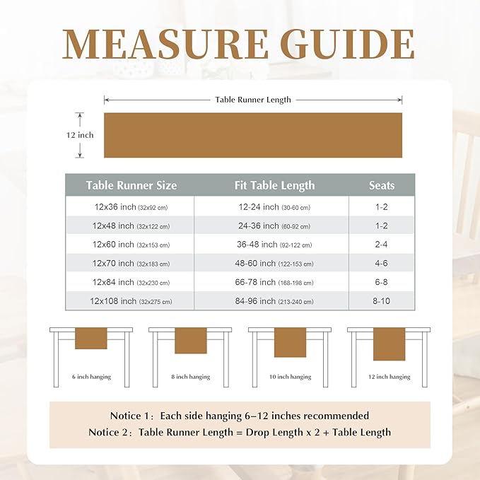 2 Pack Beige Small Short Table Runner 12 x 36 Inch Solid Color Runners Coffee Table Dresser for Daily Party Home Decoration