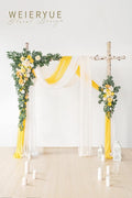 Deluxe Artificial Wedding Arch Flowers with Drapes Kit-Pack – Yellow