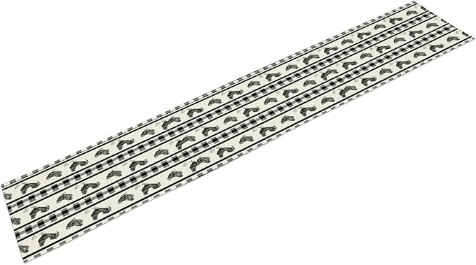Rooster Table Runner,Farmhouse Animal Vintage Chicken Black White Plaid Check Tablecloth Burlap for Hotel Indoors Outdoor Dining Room Kitchen Home Decor,W13X L80 in