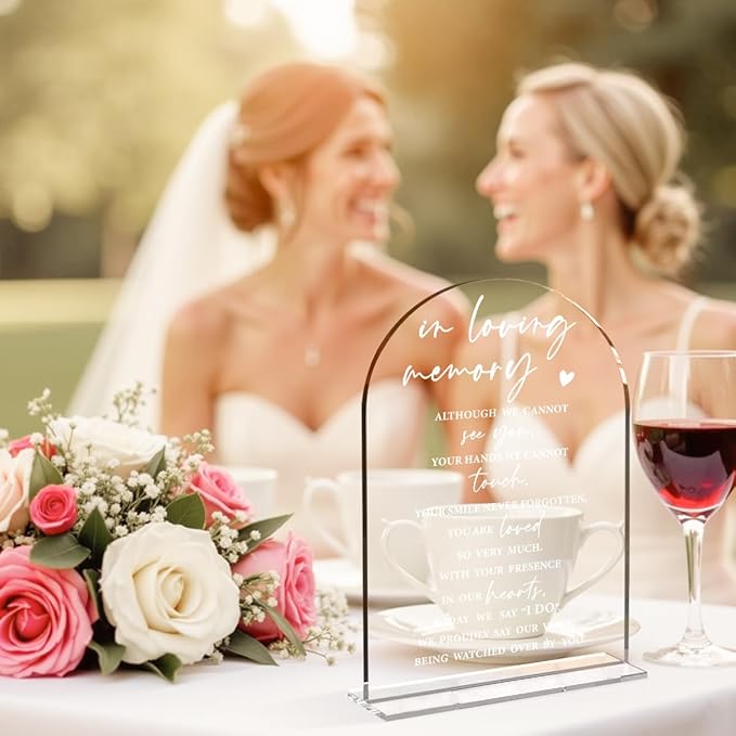 Wedding Memorial Sign Rustic Wedding Clear Acrylic Gift Table Sign for Ceremony and Reception, Acrylic Memorial Signs Gifts for Marriage Reception Signs
