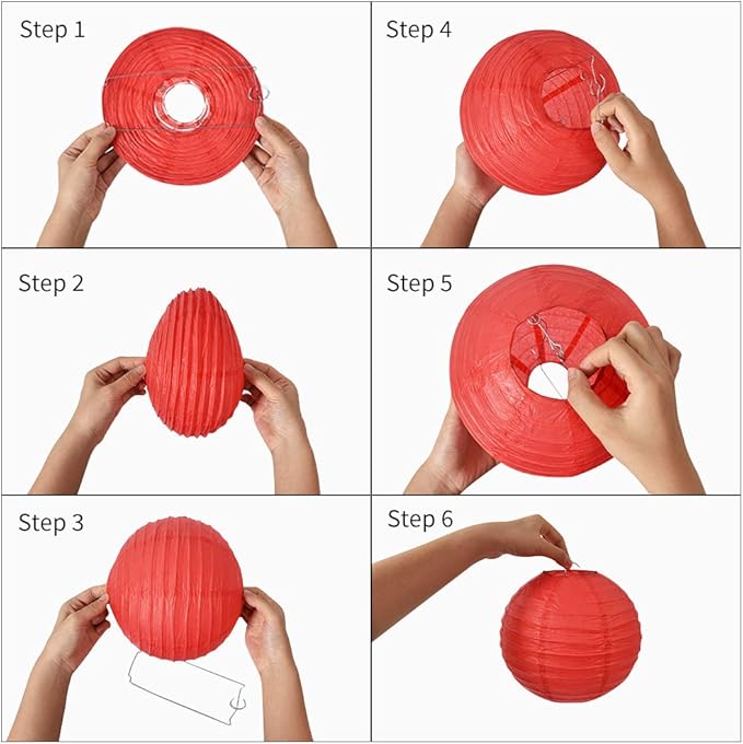 Paper Lanterns Set of 6 Round Green 12-Inch Hanging Decor