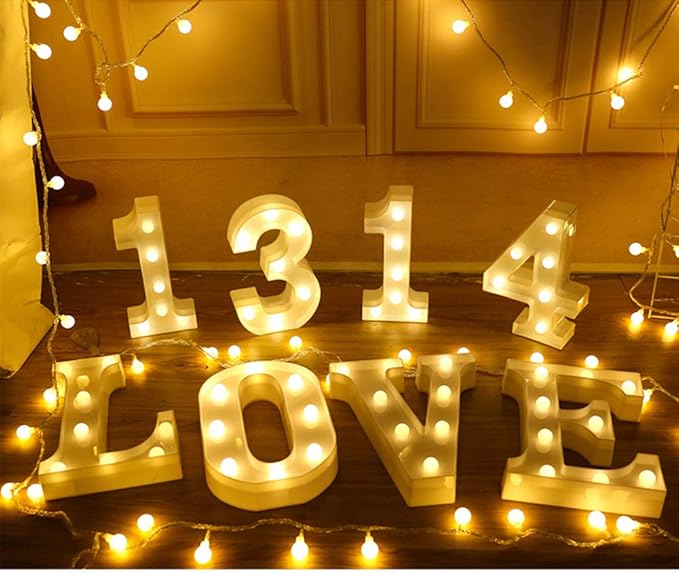 MUMUXI Marquee Light Up Letters | Large Light Up Numbers | Battery Powered and Bright with Every Letter of The Alphabet | for Wedding, Birthday, Party, Celebration, Christmas or Home Decoration (6)