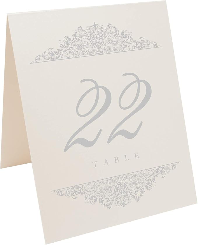 Paisley Table Number Cards, 1-175, Pearlescent Champagne Heavyweight
