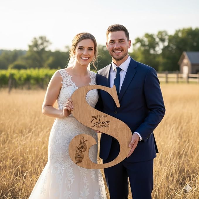 Decorative Wood Wedding Guest Book Sign with Pen, 12 to 30 Inch Letters
