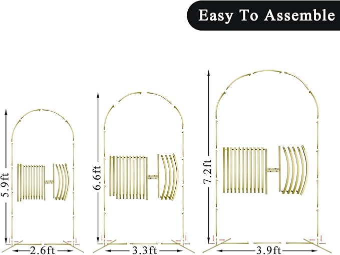 Background Support Stand Set of 3 Black Metal Arches for Events