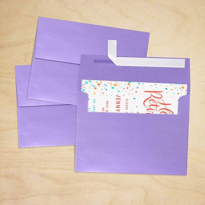 LUXPaper A7 Invitation Envelopes | Peel & Press | 5 1/4" x 7 1/4" | Amethyst Metallic | 80lb. Text | 250 Qty
