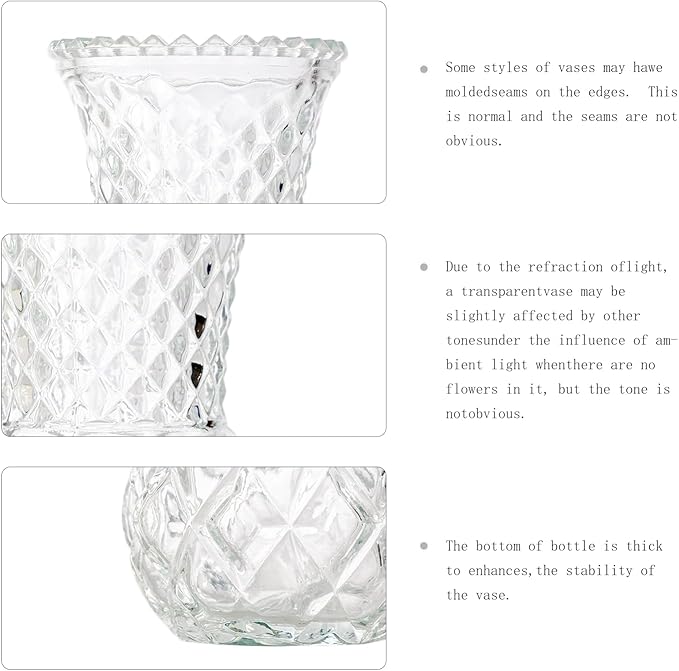 Glass Bud Vase, Transparent Cylindrical, Vintage Style, Wedding Centerpiece (Clear, 5 Pcs)