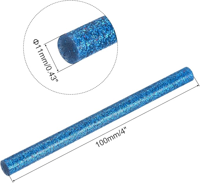 uxcell 20pcs Hot Glue Sticks for Glue Gun 11mm/0.43-inch x 4-inch Mini Hot Melt Adhesive Glue Stick Glitter Bright Blue