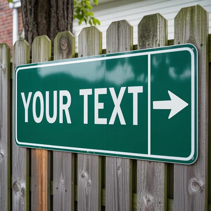 Custom Street Sign, Reflective Option, Directional Arrow Signs, 6x24 Inches, Single/Double Sided, Rust Free Aluminum-UV Protected and Weatherproof
