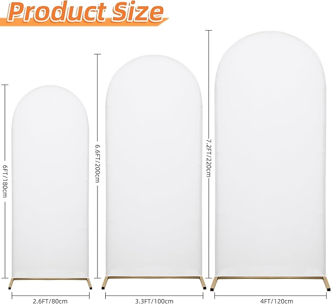 Wedding Arch Cover Spandex Arch Backdrop Cover 6.6FT Arch Stand Cover Arch Covers Stretchy Backdrop for Birthday Party Decoration Baby Shower Banquet Ceremony（White, Cover Only）