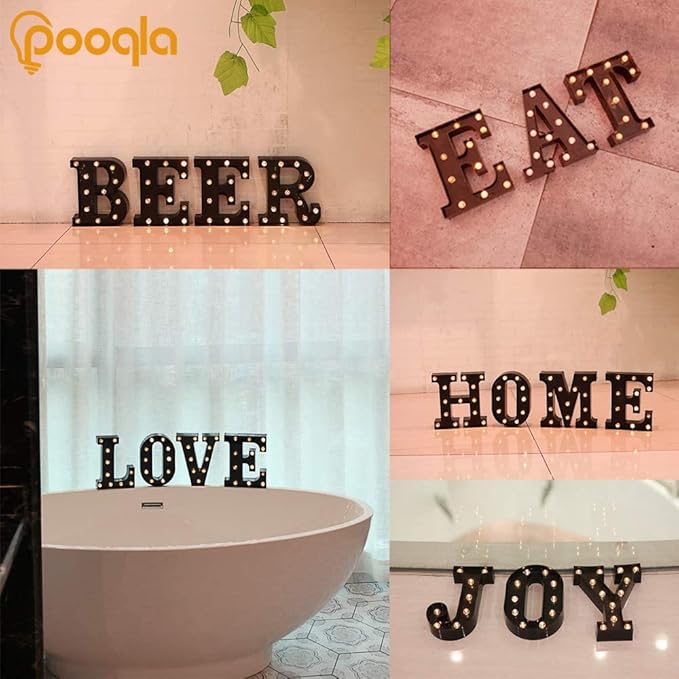 LED Illuminated Letter Marquee Signs - Alphabet Letters Lights for Wedding Birthday Party Christmas Night Light Lamp Home Bar Decoration (S - Black)