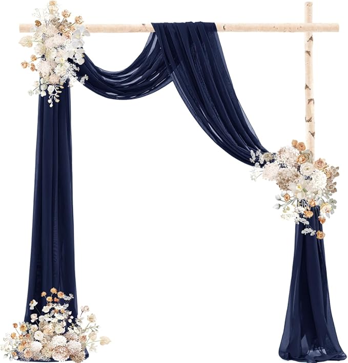 Outdoor Curtains - Navy Blue Sheer Gauze Drapes, 4 Panels, 29 x 20 Ft