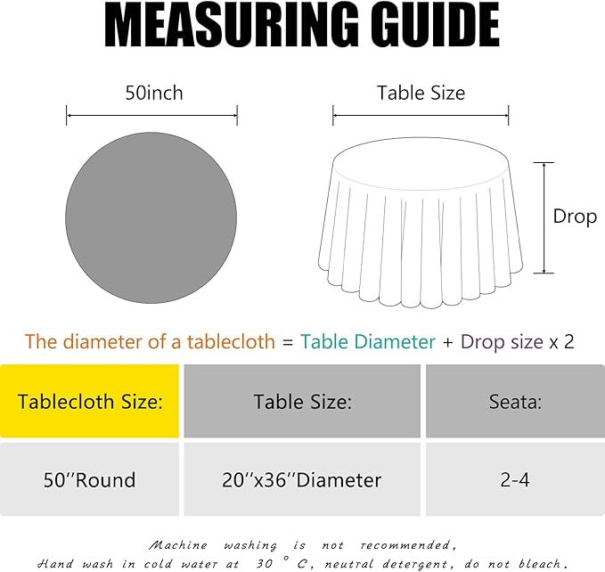 OQSQ Silver 50" Round Sequin Tablecloth, Glitter Tablecloth for Bridal Shower Decorations, Birthday, Wedding, Dessert, Banquet（50X50 inch Round,Silver.