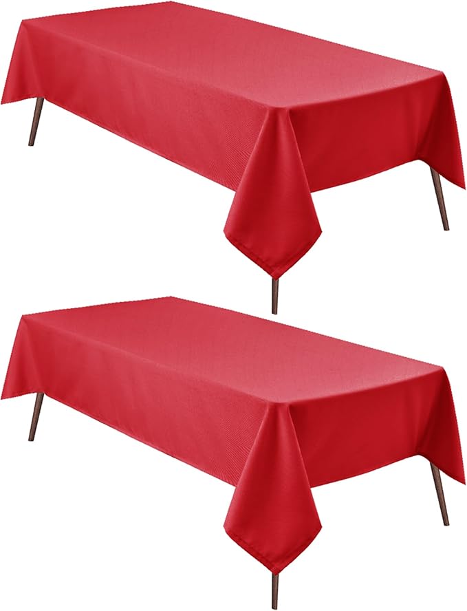 Hiasan 2 Pieces Red Tablecloth Rectangle - Wateproof and Spillproof Kitchen Christmas Washable Polyester Table Cloth for Dining Room, 54 x 80 Inch