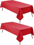 Hiasan 2 Pieces Red Tablecloth Rectangle - Wateproof and Spillproof Kitchen Christmas Washable Polyester Table Cloth for Dining Room, 60 x 84 Inch
