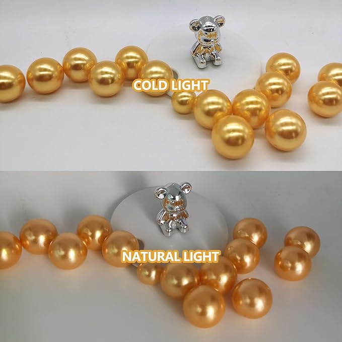 Vase Fillers: 100 No-Hole Golden Faux Pearl Beads in 3 Sizes