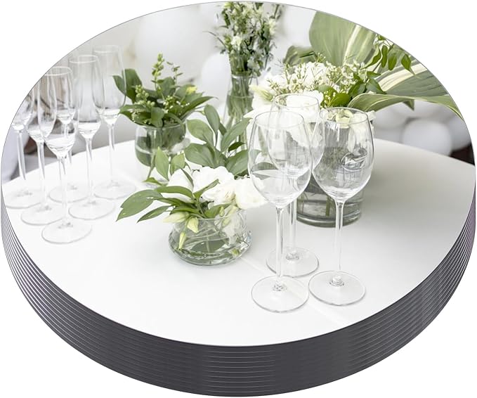 Round Glass Mirror Centerpieces, 12 Inch, Set of 12 for Parties