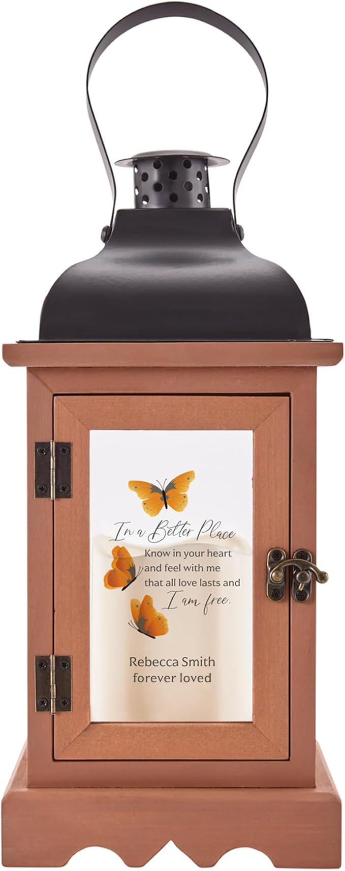 Decorative Candle Lantern - Wood and Metal, 12-Inch, Battery LED