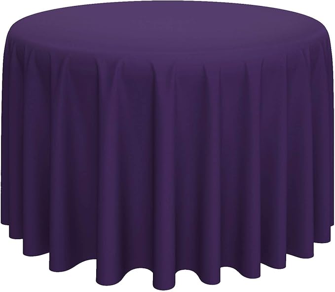 Tablecloths, 120-Inch Round Purple Polyester, Stain-Resistant