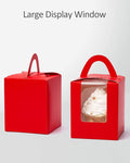Cupcake Carriers 50 Red Auto-Pop Boxes with Inserts 3.6 x 3.6 x 4.7 Inch