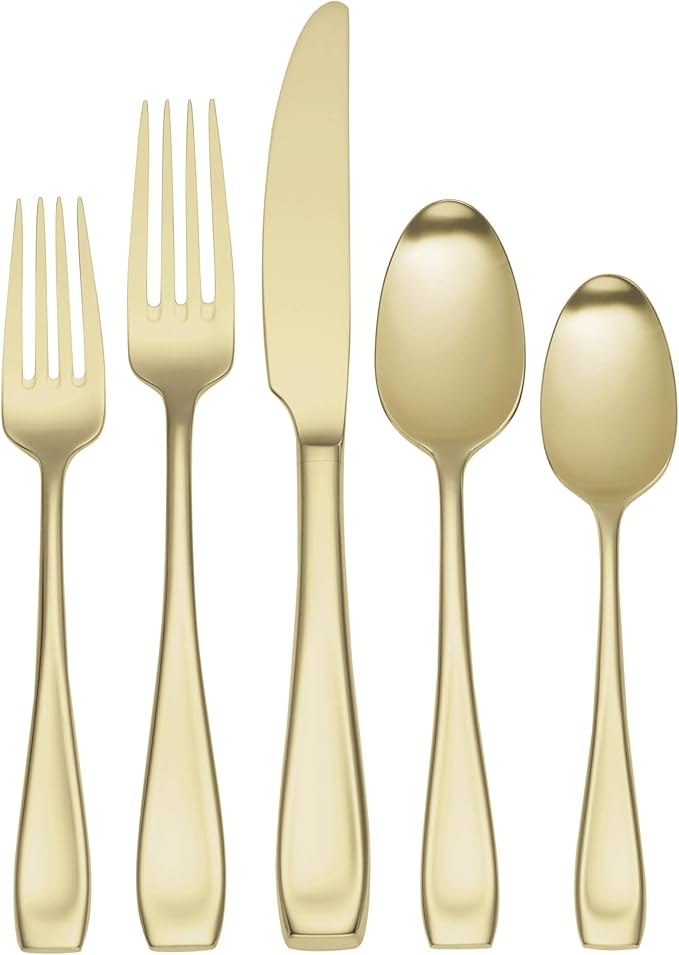 Champagne Satin Stainless Steel Flatware Set, 20 Piece for 4