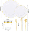 And Gold Plastic Plates Disposable, 180PCS – White, White with Gold Rim