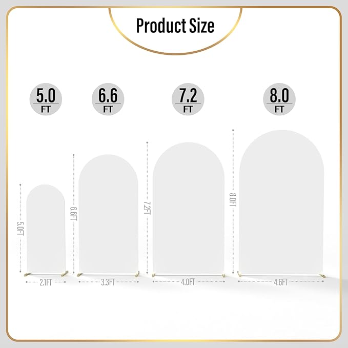 LEBENGURU Upgraded 7.2FT Wedding Arch Cover, White Spandex Fitted Arch Backdrop Cover, Round Top Chiara Stand Covers for Birthday Party Baby Shower Banquet Balloon Décor