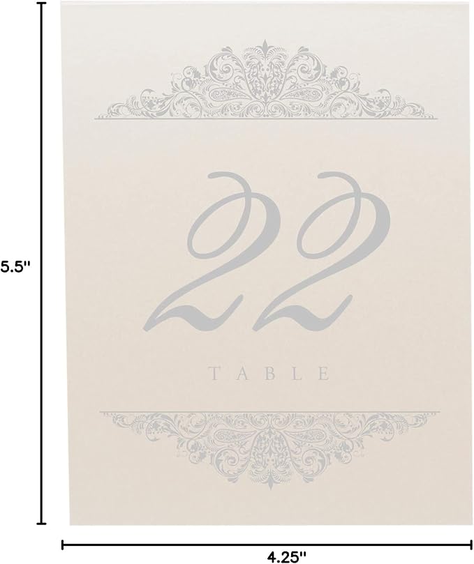 Paisley Table Number Cards, 1-175, Pearlescent Champagne Heavyweight