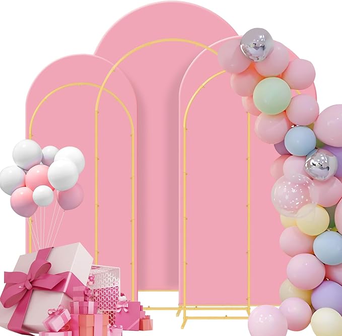 Background Support Equipment: Pink Metal Arches, Set of 3 with Fabric