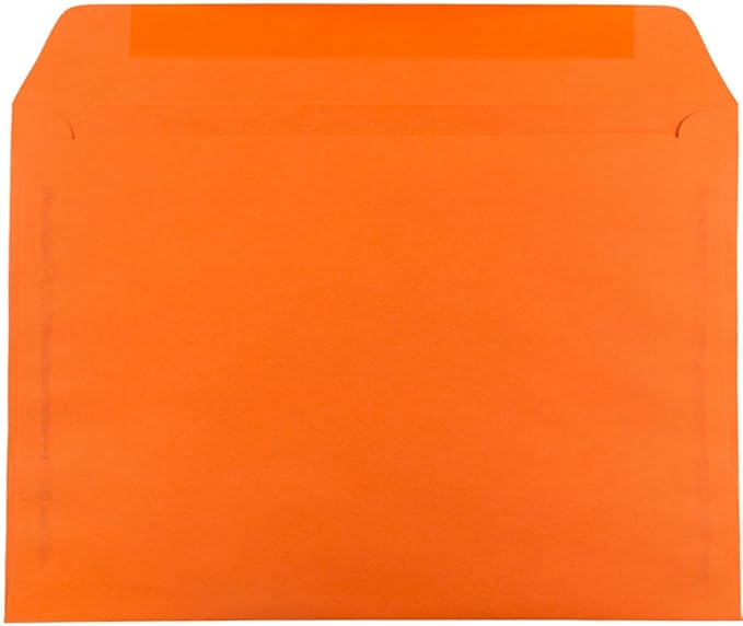 JAM PAPER 9 x 12 Booklet Colored Envelopes - Orange Recycled - Bulk 250/Box