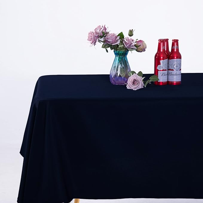 Ascoza 2pack 60x120 Inch Navy Rectangular Tablecloth 6 Feet Table Cloth in Polyester Fabric for Wedding/Banquet/Restaurant/Parties