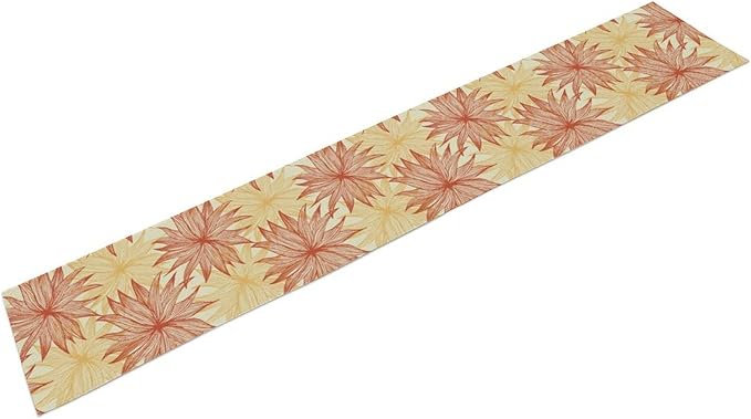 Autumn Chrysanthemum Table Runner, Vintage Modern Geometric Floral Boho Table Runner for Kitchen Dining Bedroom Living Room Table Decor for Indoor Outdoor Home Party, 13x90 Inch