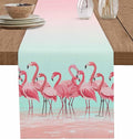 Tropical Flamingo Cotton Linen Table Runner for Dining Kitchen, Wedding Outdoor Party Tablerunners Decoration, Pink Bird Coastal Nautical Animal Dresser Scarf Coffee Tablecloth Runners 13x36 Inches