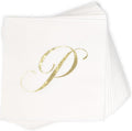 100 Monogram Cocktail Napkins Letter P Disposable Paper – Gold