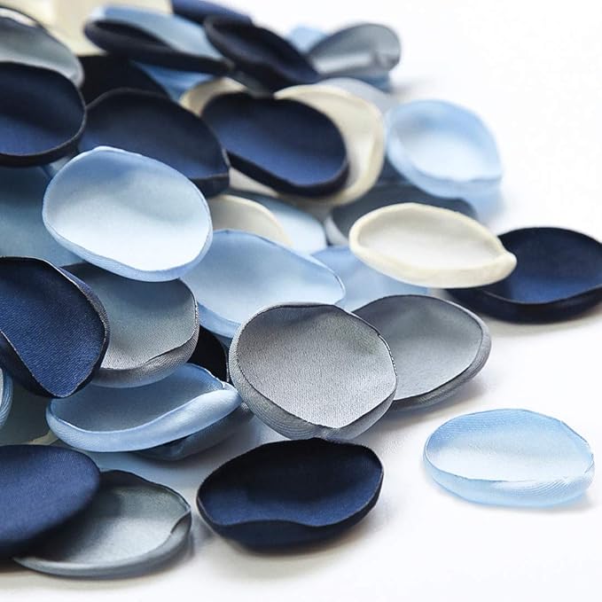 Confetti Rose Petals, 500 Count Dusty Blue Satin Faux Petals