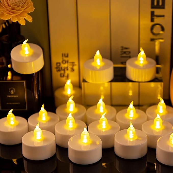 Tea Lights, 200PACK Flameless LED Tea Lights Candles, Flickering WarmYellow, 200 Hours Battery-Powered Tea Light, Ideal Party, Wedding, Birthday, Gifts Home Decoration