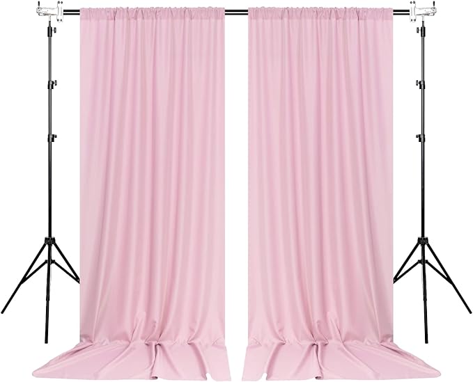 Pink Backdrop Curtain for Parties Rod Pocket Pink Curtains Photography Backdrop Drapes Privacy Fabric Decoration for Birthday Party Wedding Baby Shower Home Decor, 5ft x 8ft, 2 Panels