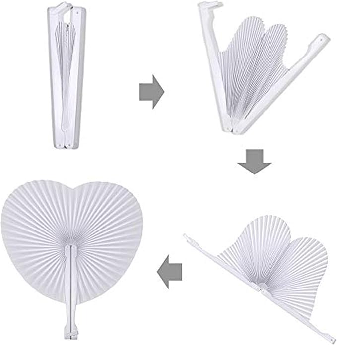 12 Packs Decorative Paper Folding Hand Fans Handheld,Red Heart Foldable Wedding Fans Chinese and Japanese Fans Bulk for Bridal Guest Church Party Favors Dancing Birthday DIY